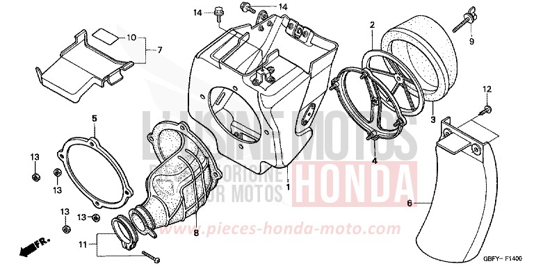 LUFTFILTER von CR80R "große Räder" EXPLOSION RED (R254) von 2002
